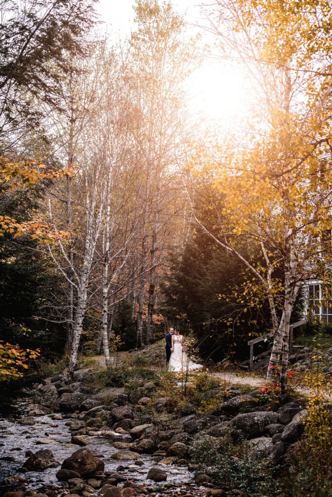 Brides in the woods at Waterville Valley Resort