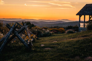 sunset, garden and mountain views