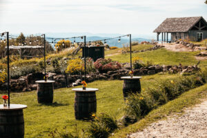 Cocktail area and cottage on grounds at Cobb Hill Estate