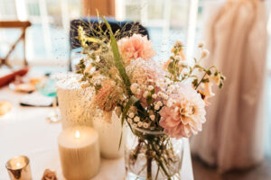 flowers in mason jar