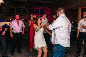 bride and groom dancing at reception